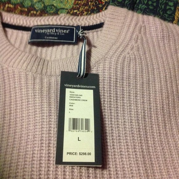 Vineyard Vines Men's Large Lavender Cashmere Crewneck Sweater - New With Tags - Picture 2 of 9